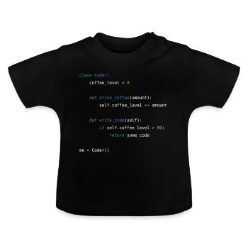Codeur - T-shirt bio col rond Bébé - noir - Devant