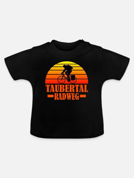 Taubertal Radweg - Baby Bio-T-Shirt mit Rundhals - Schwarz