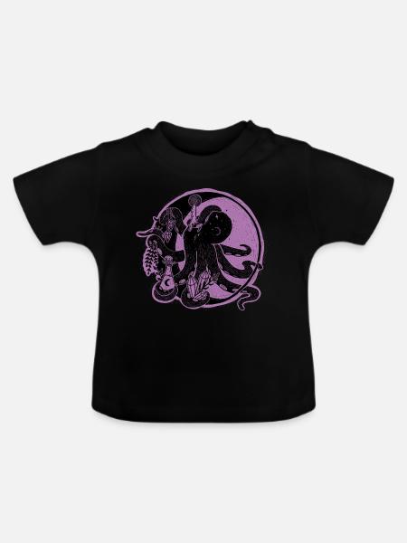 Witchy Octopus Illustration - Baby Bio-T-Shirt mit Rundhals - Schwarz