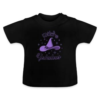 Sorcière et fabuleuse - T-shirt bio col rond Bébé - noir - Devant