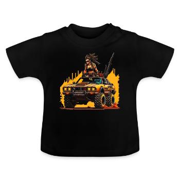 Post Apocalyptic Car - Baby Organic T-Shirt with Round Neck - black - Front