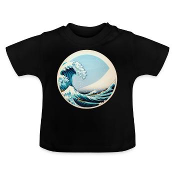 Pris dans la vague - T-shirt bio col rond Bébé - noir - Devant