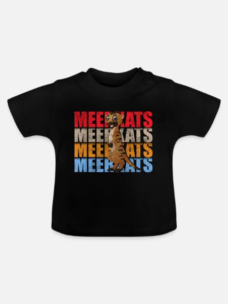 Erdmännchen Zoo Niedlich - Baby Bio-T-Shirt mit Rundhals - Schwarz