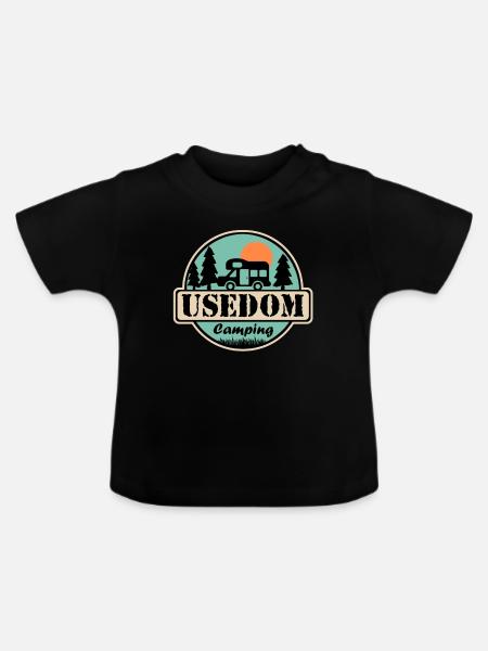 Usedom Camping - Baby Bio-T-Shirt mit Rundhals - Schwarz