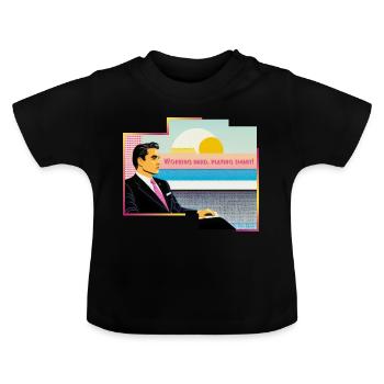 Travailler dur, jouer intelligemment! - T-shirt bio col rond Bébé - noir - Devant