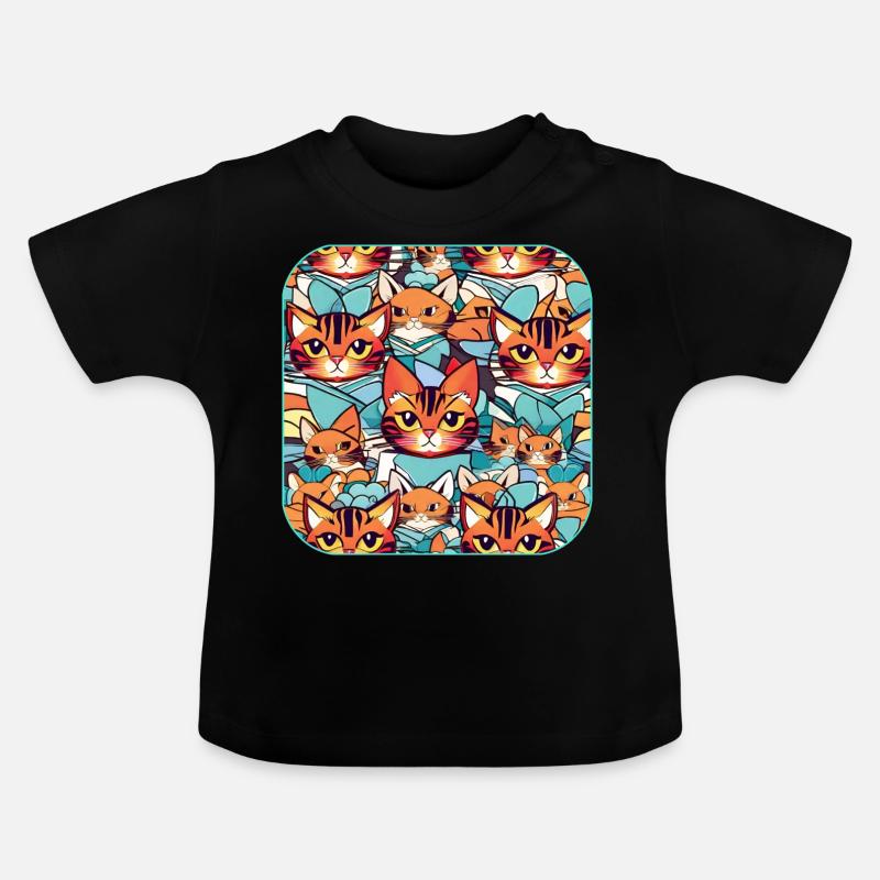 Chat mignon emmêlé Warr - T-shirt bio col rond Bébé - noir