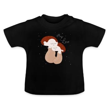 My Love, Mutter und Kind Illustration - Baby Bio-T-Shirt mit Rundhals - Schwarz - Vorne