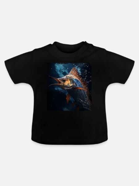 Marlin under Water - Baby Bio-T-Shirt mit Rundhals - Schwarz