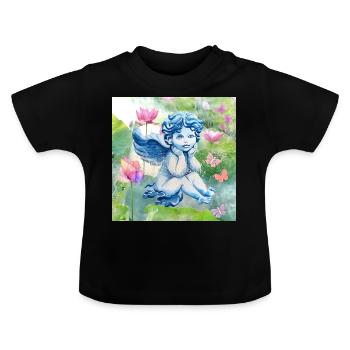 Engel und Schmetterlinge - Baby Bio-T-Shirt mit Rundhals - Schwarz - Vorne