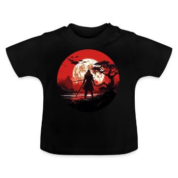 Ninja Warrior Art Print Japanese Stealth Assassin - Baby Organic T-Shirt with Round Neck - black - Front