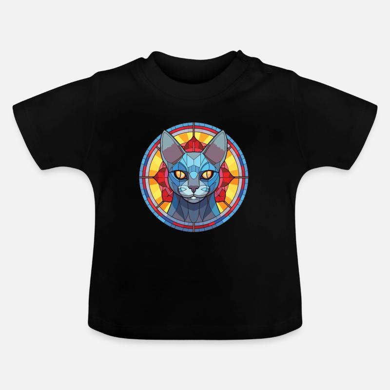 Illustration d’aquarelle colorée de chat bleu russe - T-shirt bio col rond Bébé - noir