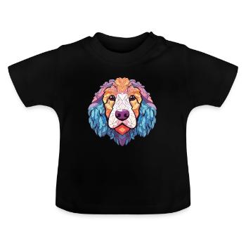 Deutscher Schafpudel Hunderasse Buntes Aquarell - Baby Bio-T-Shirt mit Rundhals - Schwarz - Vorne