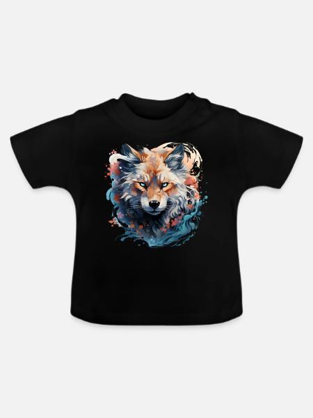 Wolf - Baby Bio-T-Shirt mit Rundhals - Schwarz