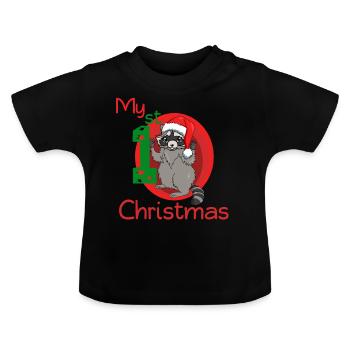 my first christmas - Baby Bio-T-Shirt mit Rundhals - Schwarz - Vorne