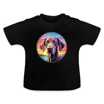 Ariege Pointer Hund Rasse Bunte Karikatur Watercol - Baby Bio-T-Shirt mit Rundhals - Schwarz - Vorne
