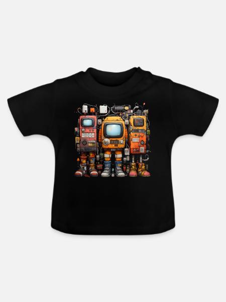 funny computer - Baby Bio-T-Shirt mit Rundhals - Schwarz