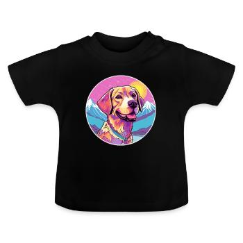 Braque Saint Germain chien race dessin animé kawaii Wate - T-shirt bio col rond Bébé - noir - Devant