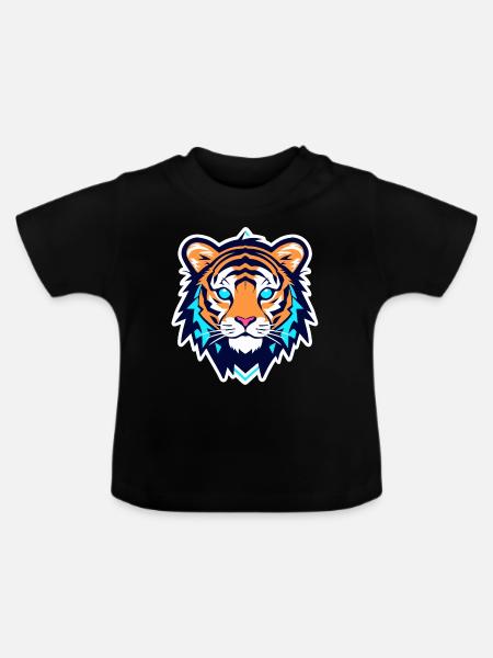 Tiger Illustration - Baby Bio-T-Shirt mit Rundhals - Schwarz