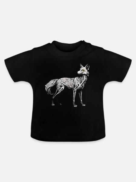 Fuchs Skelett Illustration - Baby Bio-T-Shirt mit Rundhals - Schwarz