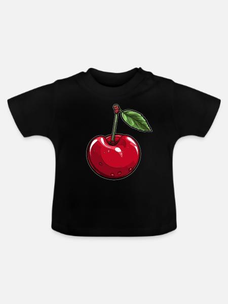 Eine Kirsche - Baby Bio-T-Shirt mit Rundhals - Schwarz