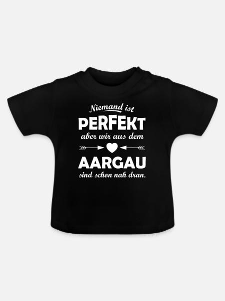 Perfekt aus dem Aargau - Baby Bio-T-Shirt mit Rundhals - Schwarz