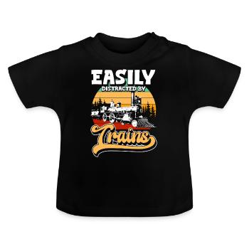 Zugführer Gleis Beruf Schaffner - Baby Bio-T-Shirt mit Rundhals - Schwarz - Vorne
