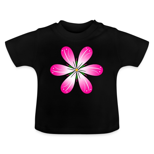 pinke Blüte Blumenmuster Blumenranke Blumenwiese - Baby Bio-T-Shirt mit Rundhals
