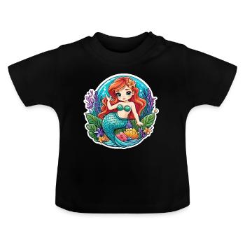 Mermaid fantasy illustration - Baby Organic T-Shirt with Round Neck - black - Front