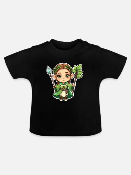 Druidin Druide Fantasy Illustration - Baby Bio-T-Shirt mit Rundhals - Schwarz