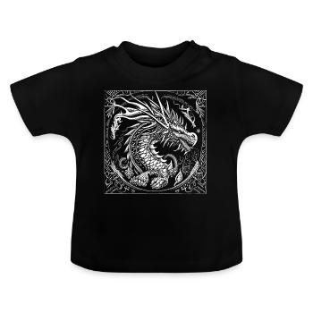 Chinesischer Drache auf Pagan Tribal - Baby Bio-T-Shirt mit Rundhals - Schwarz - Vorne