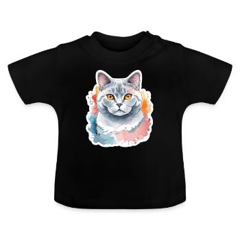 Britisch Kurzhaar Aquarell - Baby Bio-T-Shirt mit Rundhals - Schwarz - Vorne