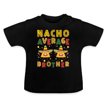 Geschwisterliebe Bruder Bruderherz Herz - Baby Bio-T-Shirt mit Rundhals - Schwarz - Vorne