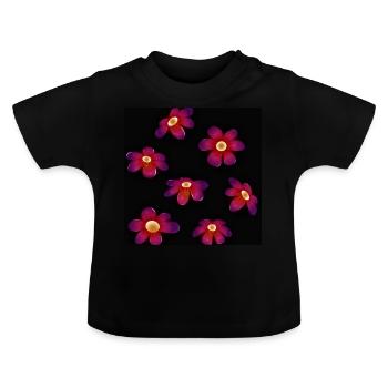 Blumen - Baby Bio-T-Shirt mit Rundhals - Schwarz - Vorne