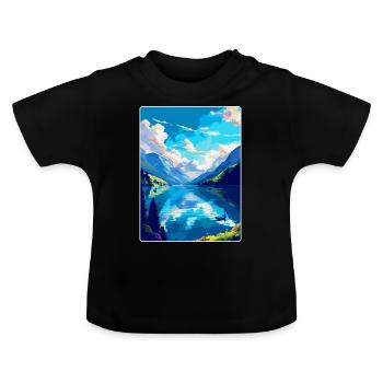 Lac des Quatre-Cantons, Suisse, Affiche de voyage vintage WPA - T-shirt bio col rond Bébé - noir - Devant