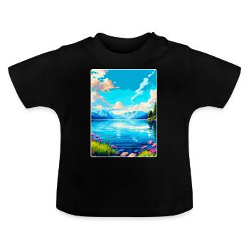 Lac Léman Suisse France Affiche de voyage WPA - T-shirt bio col rond Bébé - noir - Devant