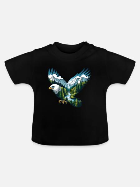 Eagle Natur Abenteuer Camping - Baby Bio-T-Shirt mit Rundhals - Schwarz