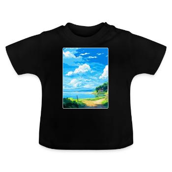 Feock England Uk Vintage Reiseposter Souvenir - Baby Bio-T-Shirt mit Rundhals - Schwarz - Vorne