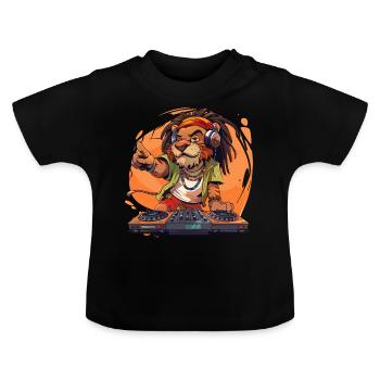 Rastafari Lion DJ - T-shirt bio col rond Bébé - noir - Devant