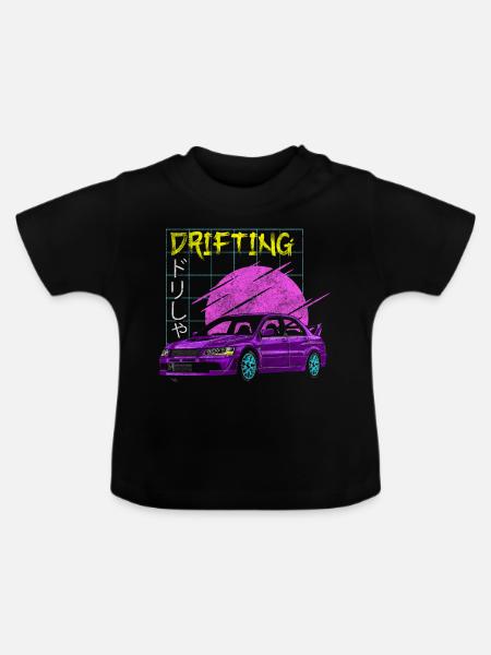 Drifting Tuning Fahrzeug Jdm - Baby Bio-T-Shirt mit Rundhals - Schwarz