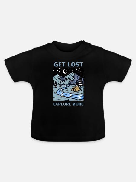 funny camping shirt - Baby Bio-T-Shirt mit Rundhals - Schwarz