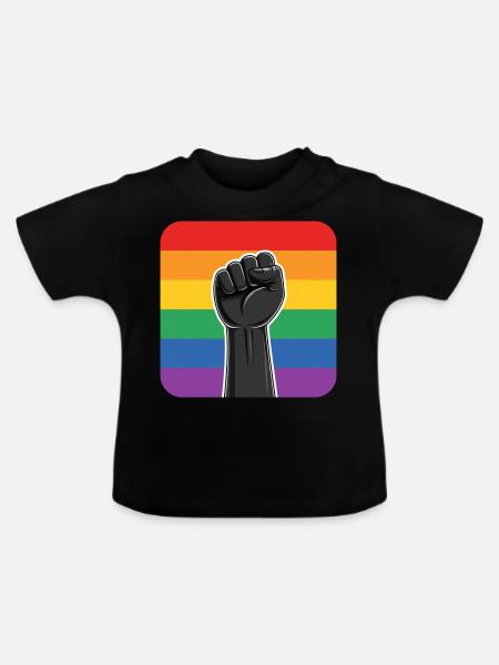 LGBTQ Rights Fist - Baby Bio-T-Shirt mit Rundhals - Schwarz