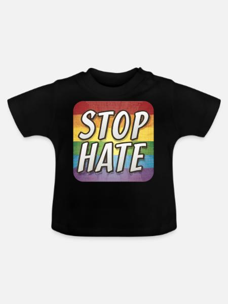 LGBTQ Stop Hate - Baby Bio-T-Shirt mit Rundhals - Schwarz