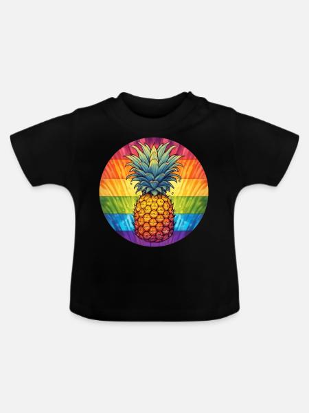 LGBTQ Ananas - Baby Bio-T-Shirt mit Rundhals - Schwarz