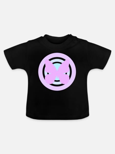 Lila Himmelsschmetterling - Baby Bio-T-Shirt mit Rundhals - Schwarz