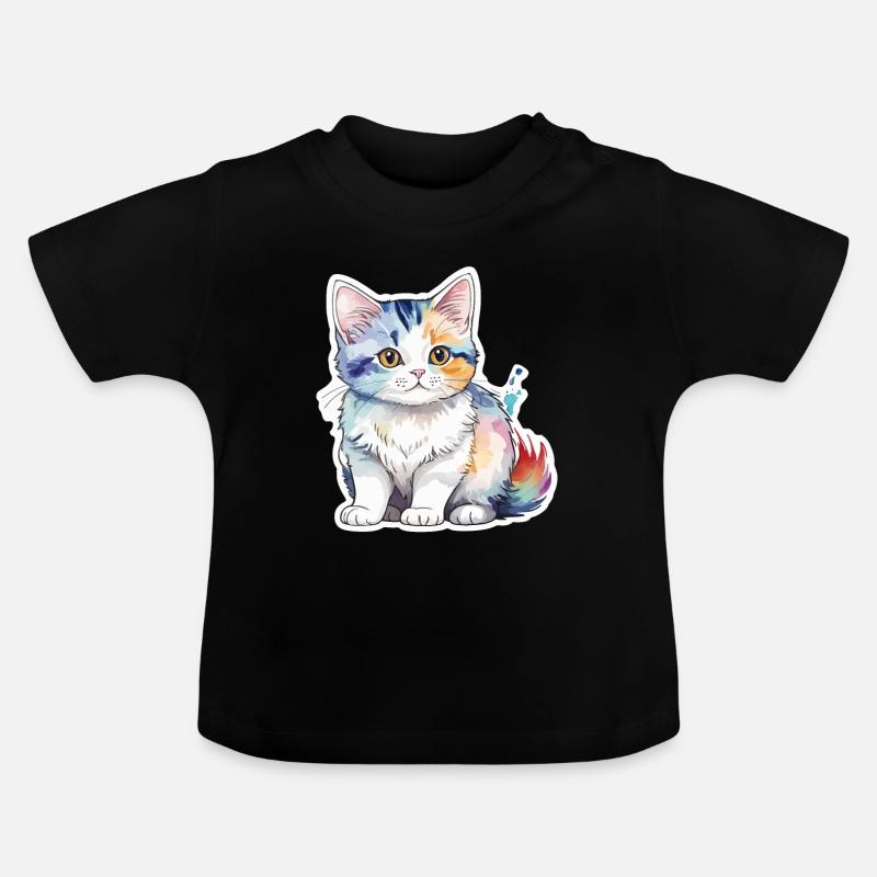 Munchkin Teckel Chat Aquarelle - T-shirt bio col rond Bébé - noir