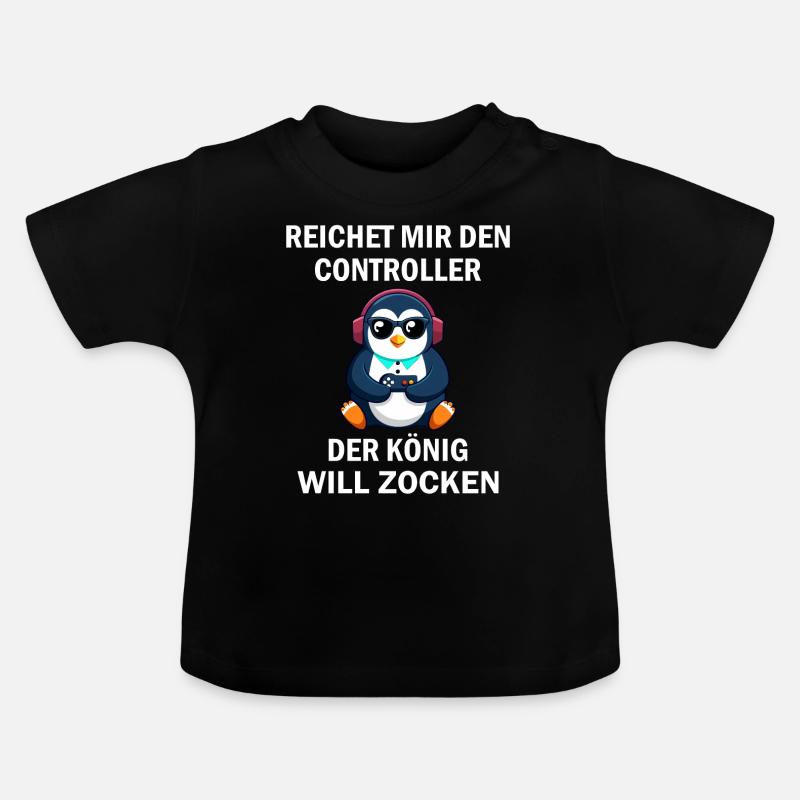 Zocken Reichet mir den Controller König Konsole - Baby Bio-T-Shirt mit Rundhals - Schwarz