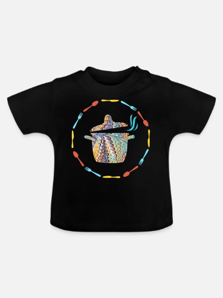 topf e 120 - Baby Bio-T-Shirt mit Rundhals - Schwarz