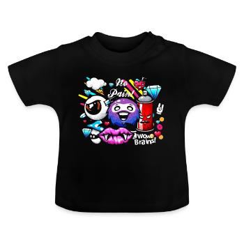 Graffiti Sprayer Boombox - Baby Organic T-Shirt with Round Neck - black - Front