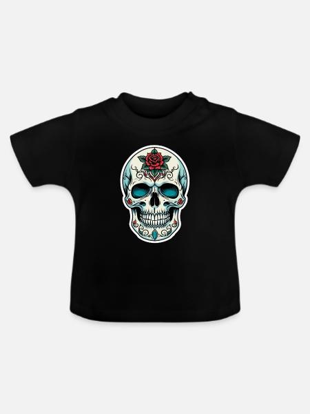 Totenkopf Neo Traditional - Baby Bio-T-Shirt mit Rundhals - Schwarz
