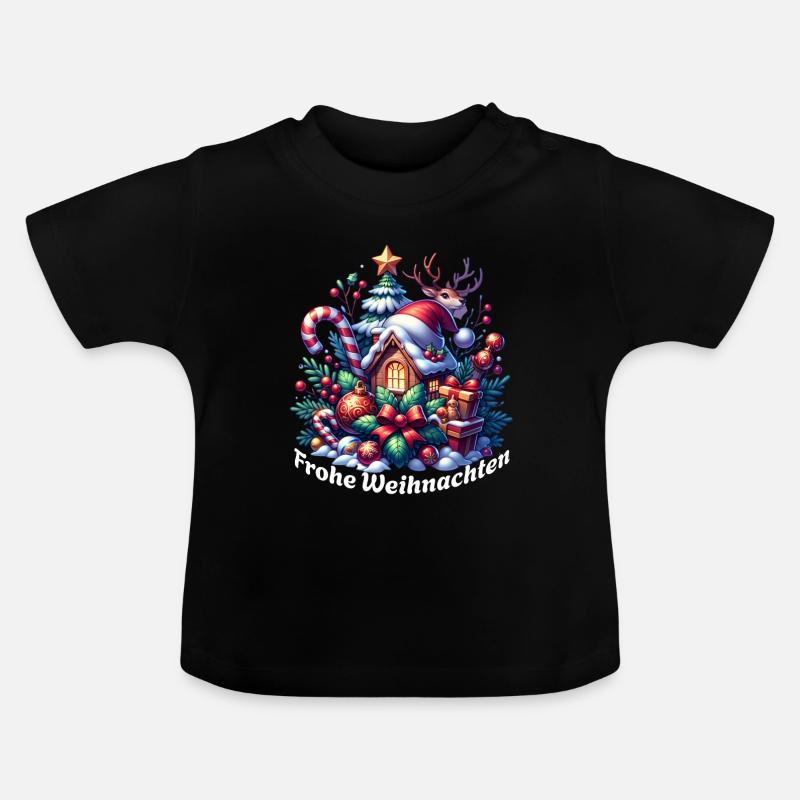 Frohe Weihnachten - Baby Bio-T-Shirt mit Rundhals - Schwarz